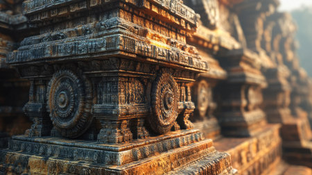 Beautiful details of the Sun Temple at Konark, India, with ample room for text.の素材