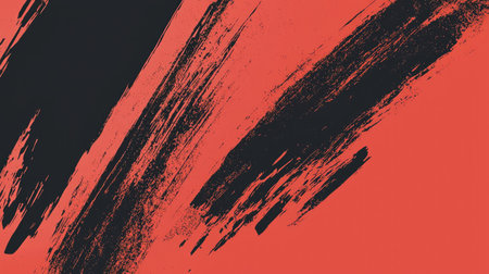 Explore this dynamic abstract background featuring bold red and black brush strokes. Perfect for creative projects, artwork, and modern designs.の素材