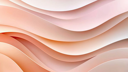 This image features soft abstract waves in gentle peach and cream tones, perfect for modern design projects, wallpaper, or creative backgrounds.の素材