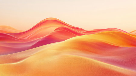 A beautiful abstract depiction of colorful sand waves under soft sunset light. The image conveys a sense of peace and tranquility through its gentle curves and harmonious colors.の素材