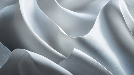 This image showcases elegant flowing white fabric, highlighting its soft drapery and smooth texture. Perfect for backgrounds, textile designs, or art projects.の素材