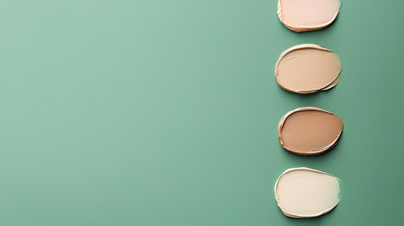 This image features an elegant arrangement of creamy paint shades against a soothing green background, ideal for design and beauty inspirations.の素材