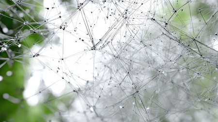 Artistic representation of a connected world with data transmission lines forming a digital web.の素材