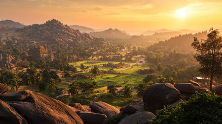 ancient ruins and massive boulder formations.の素材