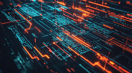 Abstract digital world map glowing with cyber connectivity and security protection layers.の素材
