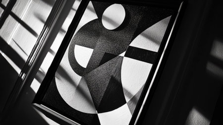 Bold, artistic black and white abstract masterpiece with premium appeal.の素材