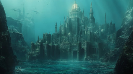 A submerged royal city hidden beneath an alien ocean.の素材
