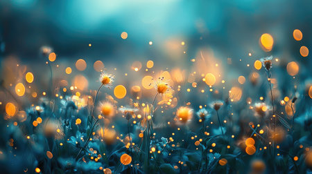 A serene floral scene featuring soft blooms bathed in warm light, creating a dreamy atmosphere. Ideal for projects focusing on nature, beauty, and tranquility.の素材