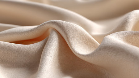 Explore the beauty of smooth beige satin fabric, perfect for fashion designs and creative projects. The soft texture enhances elegance in any setting.の素材
