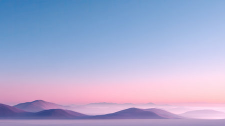 A breathtaking landscape featuring gentle hills bathed in soft pastel colors during a tranquil sunrise. The serene atmosphere evokes peace and relaxation, perfect for nature lovers and photography enthusiasts.の素材