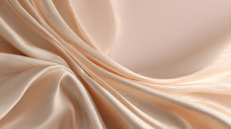 Delicate and luxurious fabric showcased in soft beige tones, draped gracefully to create an elegant texture ideal for backgrounds or decorative projects.の素材