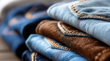 This image showcases an inviting close-up of neatly stacked colorful fabrics in different textures, perfect for fashion and textile design inspiration.の素材