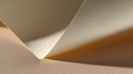 This high-quality close-up captures an elegant light-toned paper sheet, showcasing its soft texture and subtle shadows, perfect for design and art projects.の素材