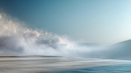 A breathtaking seascape capturing gentle waves and soft clouds under a clear blue sky. The tranquil atmosphere invites reflection and peace.の素材
