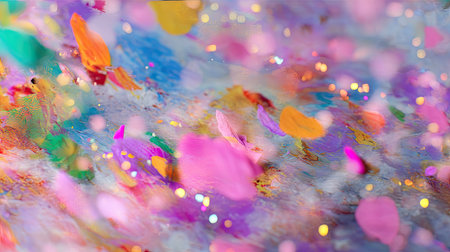 A vibrant and colorful abstract background featuring soft blurred shapes and sparkling dots, ideal for artistic projects, creative designs, and decorations.の素材