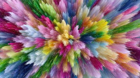 A stunning abstract digital art piece featuring a vibrant explosion of colors and fractal patterns. Perfect for creative projects, wallpapers, or artistic presentations.の素材