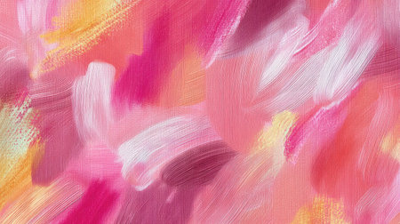 This vibrant abstract artwork features soft brushstrokes in a warm color palette of pink, yellow, and white, perfect for modern decor and creative projects.の素材