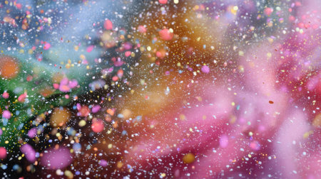 A mesmerizing abstract background filled with vibrant particles and shimmering dust, perfect for creative projects, digital art, or design purposes.の素材