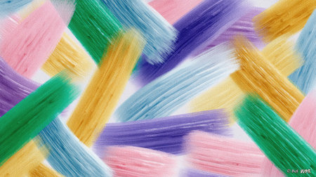 A lively and colorful abstract background featuring a blend of brush strokes in various shades, ideal for creative projects, artworks, and digital designs.の素材