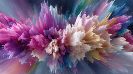 Stunning abstract image showcasing an explosion of vibrant colors and textures, creating a dynamic and captivating visual experience for artistic expression.の素材