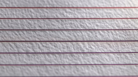 This image features a close-up view of textured white paper with red lines, ideal for note-taking, writing assignments, or creative projects.の素材