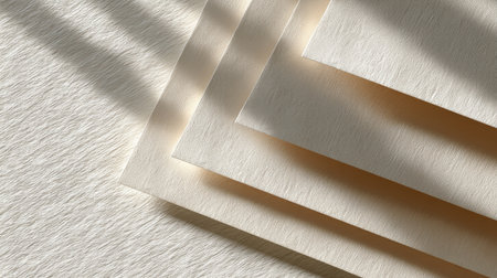 A visually striking arrangement of soft textured paper sheets layered with gentle shadows on a neutral background, ideal for design and creativity projects.の素材