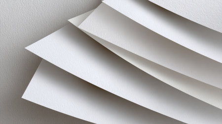 This image showcases a close-up view of layered white paper sheets with a soft texture, emphasizing minimalistic design and subtle elegance, ideal for creative projects.の素材