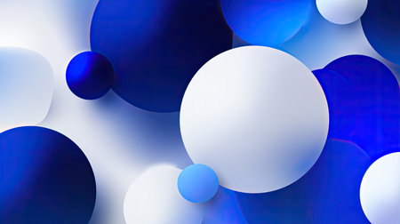 This abstract image features blue and white circular shapes with a smooth gradient background, creating a modern and artistic atmosphere suitable for various design projects.の素材