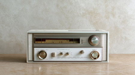 A stunning vintage radio showcasing a retro design with soft colors, perfect for enhancing nostalgic interiors and appealing to music lovers.の素材