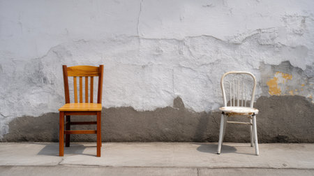This photograph features two contrasting chairsの素材
