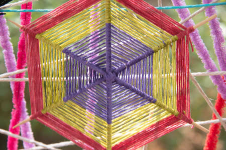 Textile art form many shapes background