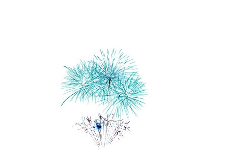 Fireworks show a series of isolated on white backgroundの写真素材
