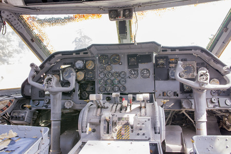 Instrument panel and controls the aircraft old.のeditorial素材