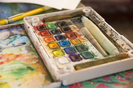 The many colorful watercolor background for display or editing products.の写真素材
