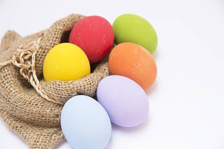 Preserved egg on white background background with copy spaceの写真素材