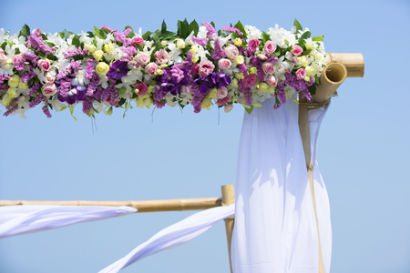 Beautiful flower wedding decoration in a thaiの写真素材