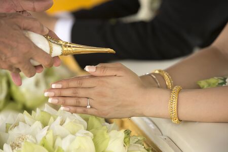 Thailand traditional wedding ceremony Abstract backgroundの写真素材