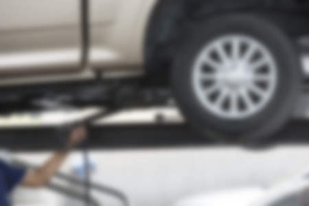 Focus blur the car wash with the injection of pressurized water to wash the carの写真素材