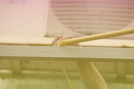 Install roof construction with stacks of roof tiles for building houses.の写真素材
