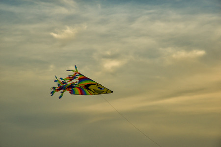 Kite flying in the blue sky at the festival.