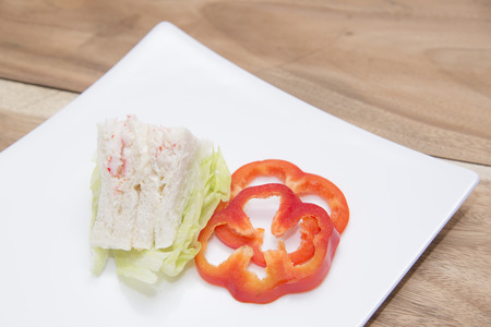 Healthy bread salad sandwich for breakfast.の写真素材