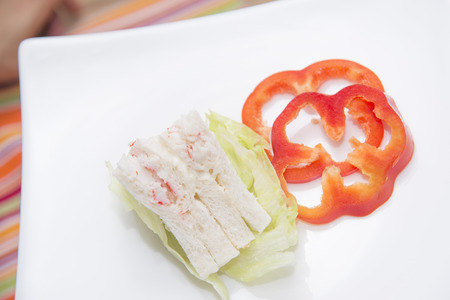 Healthy bread salad sandwich for breakfast.の写真素材