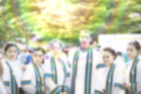 Graduation dress was photographed together with relatives at the university