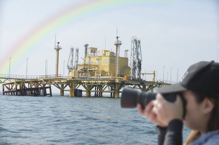 Blur cameraman was shooting the oil and gas industryの写真素材