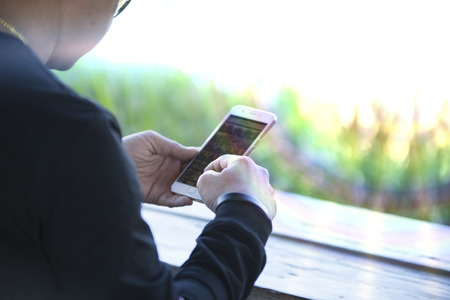 The blur player and text messaging on mobile phonesの写真素材