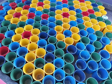 Colorful PVC plastic pipe cut and Artistic background