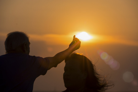 Sunset at the tourist attractions of Thailand, Soft Focusの写真素材