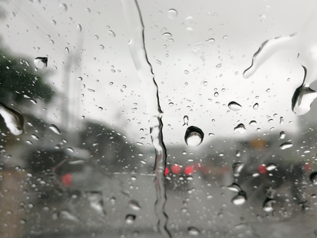 rain drops on the wing mirror,The concept of safety while drivingの写真素材