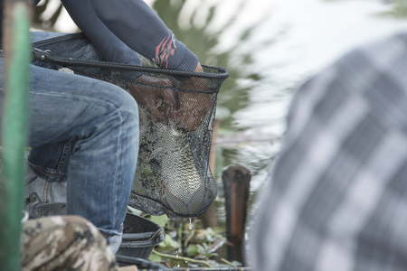 Equipment basket to fish to fall in Natural background