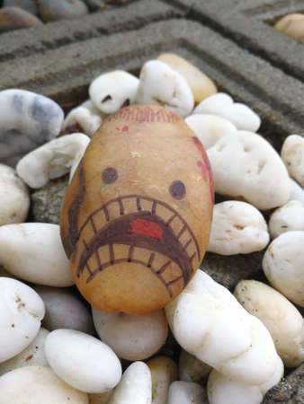 Create a cute idea. Rock art on Abstract backgroundの写真素材